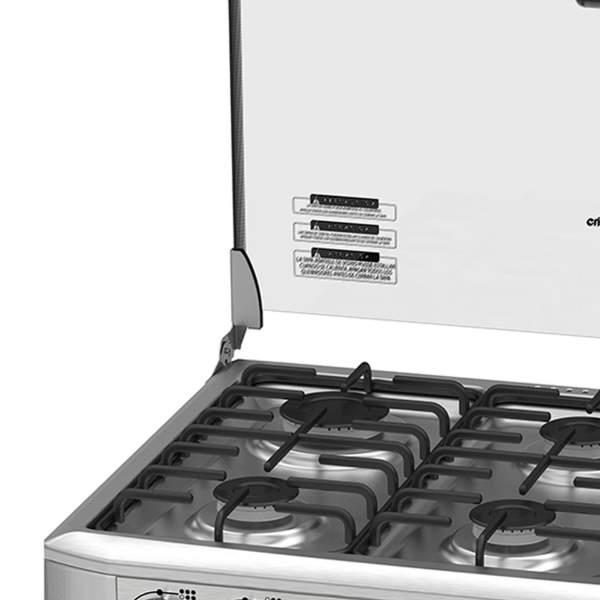 Cocina a gas MABE EM7630FX0 6 Quemadores Grill a gas | Tecnología Ultimate Cooking | Puerta con Doble Vidrio Panorámico | Parillas de Hierro Fundido | color acero inoxidable
