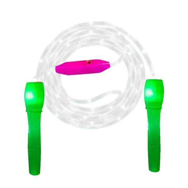 Cuerda de saltar JUMP-002 con luces multicolor luz led mango color verde