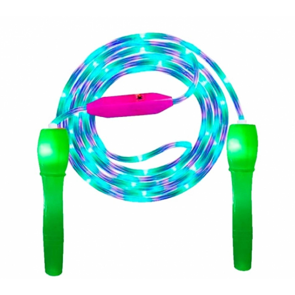 Cuerda de saltar JUMP-002 con luces multicolor luz led mango color verde