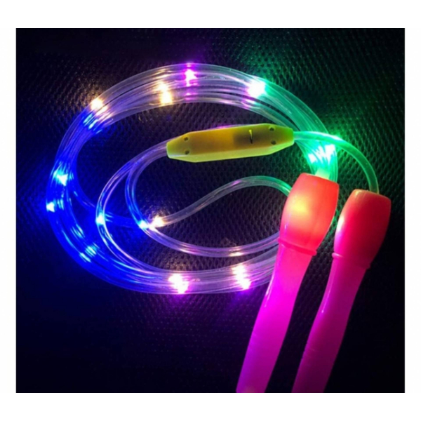 Cuerda de saltar JUMP-002 con luces multicolor luz led mango color verde