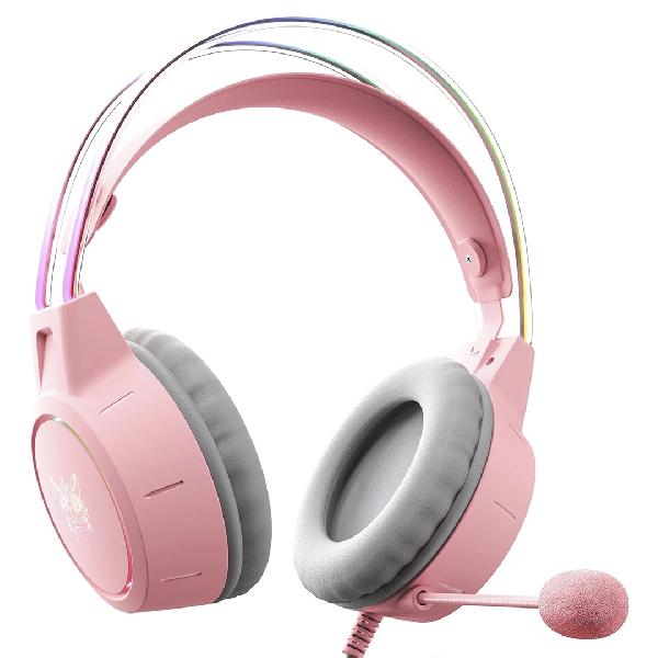 Audífonos gamer ONIKUMA X15 PRO RGB color rosa