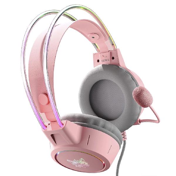 Audífonos gamer ONIKUMA X15 PRO RGB color rosa