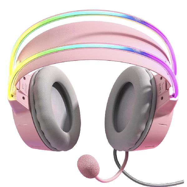 Audífonos gamer ONIKUMA X15 PRO RGB color rosa