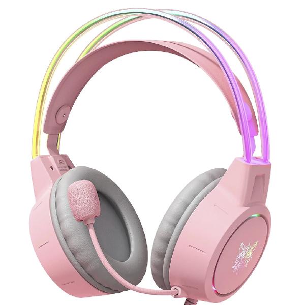 Audífonos gamer ONIKUMA X15 PRO RGB color rosa