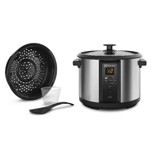 Olla arrocera ELECTROLUX ECC20 11 Tazas | 4 Funciones Preprogramadas | Panel ProSelect | Apagado Automático | Temporizador | Antiadherente | color negro/croma