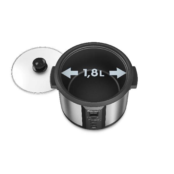 Olla arrocera ELECTROLUX ECC20 11 Tazas | 4 Funciones Preprogramadas | Panel ProSelect | Apagado Automático | Temporizador | Antiadherente | color negro/croma