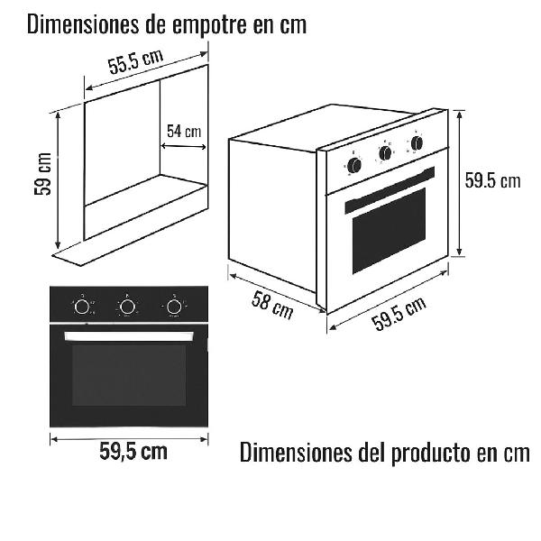 Horno empotrable eléctrico challenger he2651 60 cm doble vidrio de seguridad grill color croma