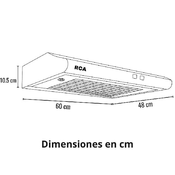 Campana extractora RCA 60S-B horizontal 60cm 2 velocidades color negro